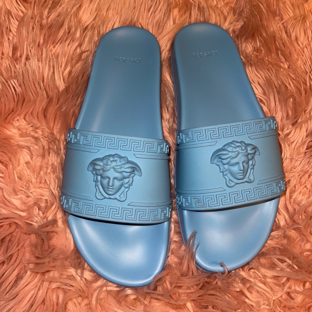 Blue Versace Slides